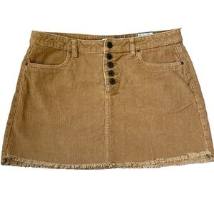Indigo Rein Light Brown Corduroy Button Fly Mini Skirt Size 13/30
